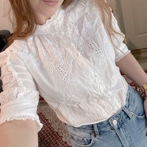 White lace detail JCrew shirt